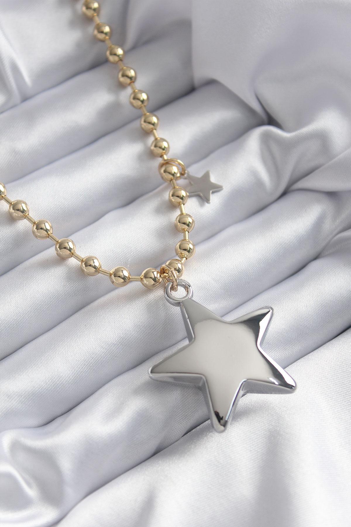 Turkuaz Deniz Yıldızı Objeli Deniz Kabuğu Halhal