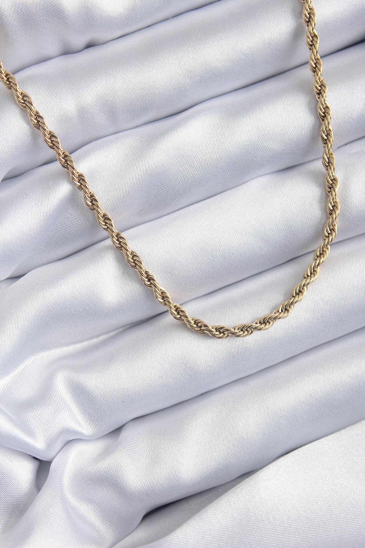 Çelik Gold Renk 60 cm Burgu Model Kadın Kolye