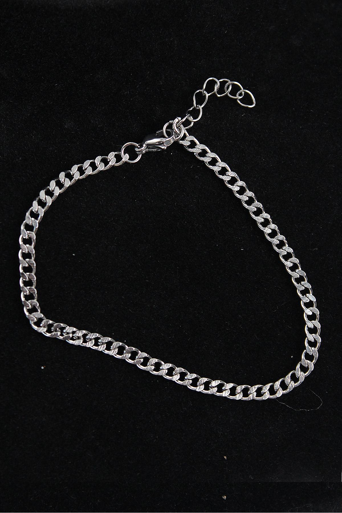 316L Çelik İnce Klasik Model Gümüş Renk Erkek Bileklik