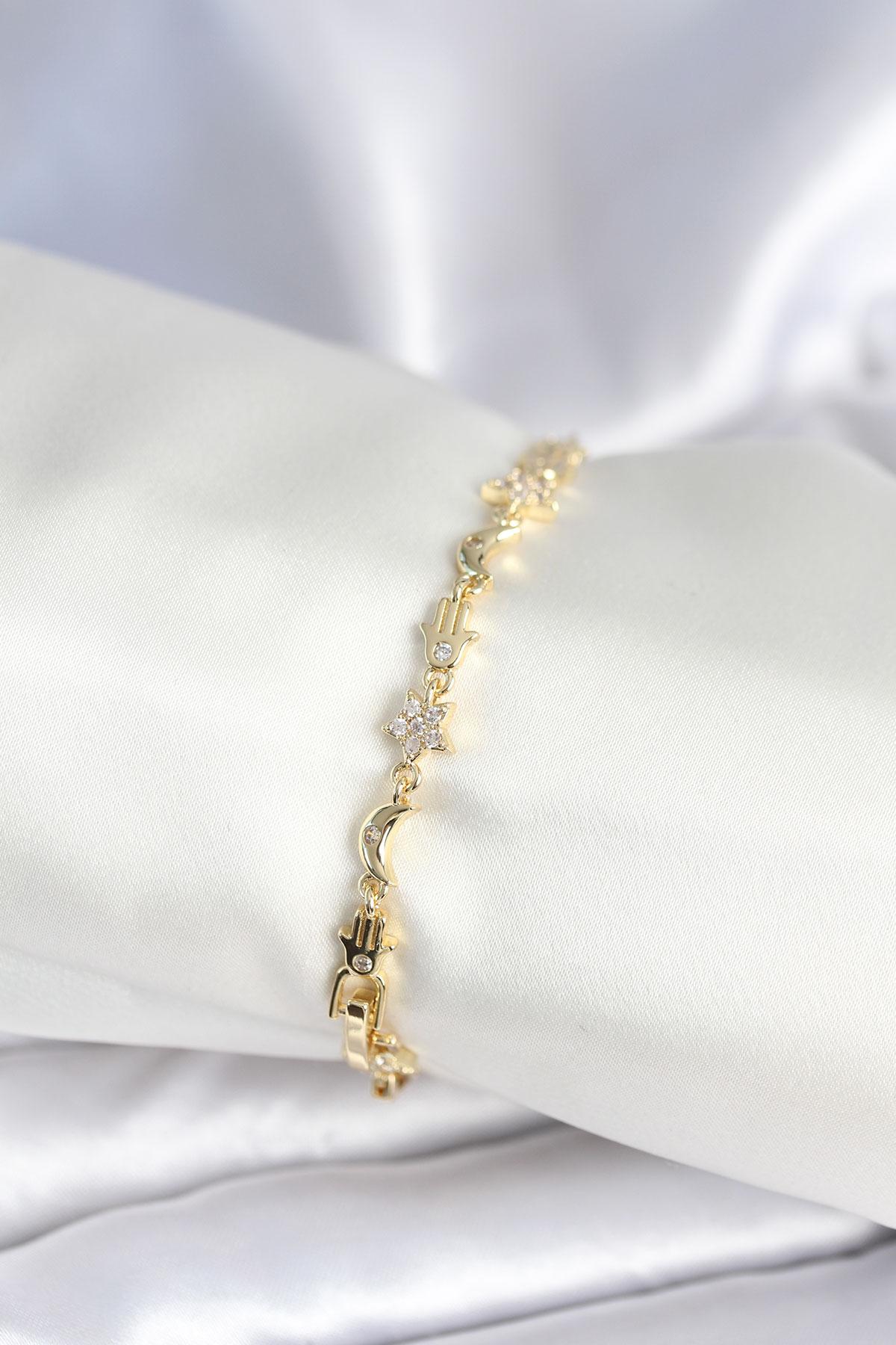 Pirinç Gold Renk Kadın Manifest Bileklik