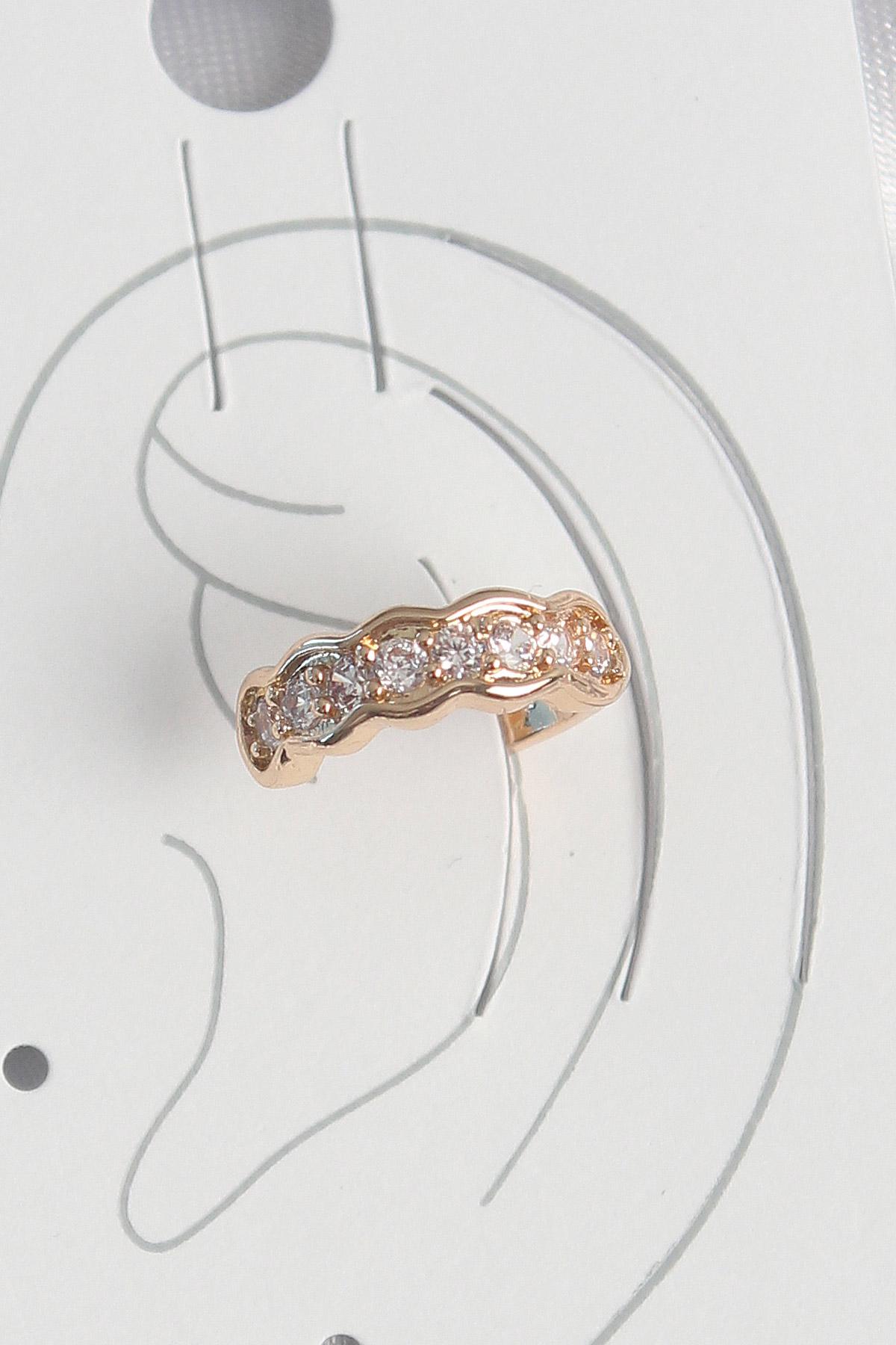 Pirinç Gold Renk Zirkon Taşlı Kadın Kıkırdak Küpe