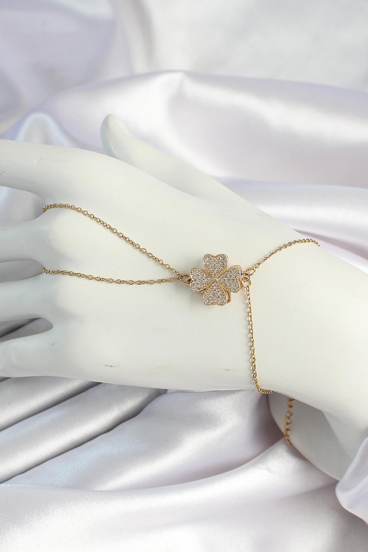 316L Çelik Gold Renk Zincirli Dönen Yonca Figürlü Şahmeran