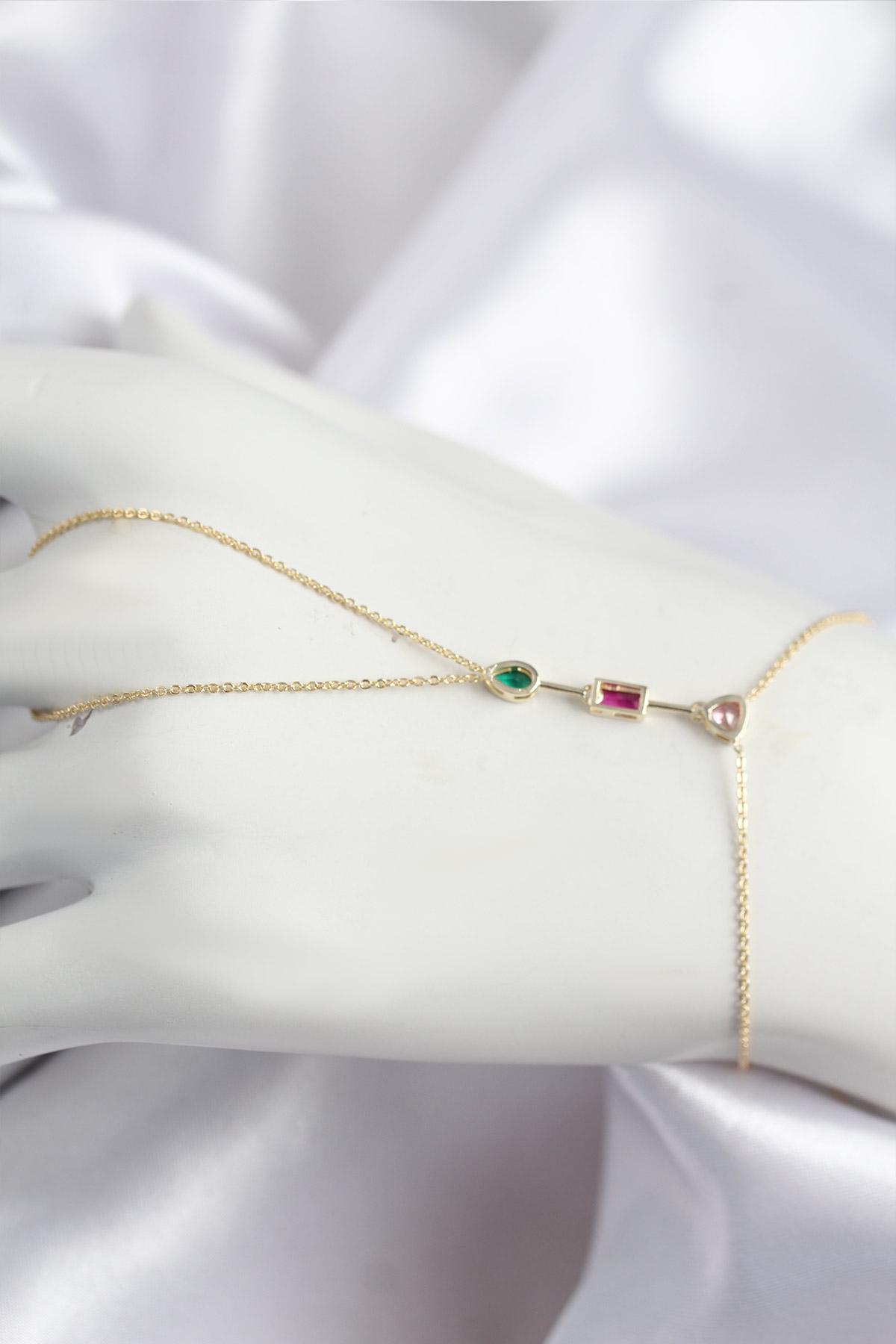 Pirinç Renkli Zirkon Taşlı Model Gold Renk Şahmeran