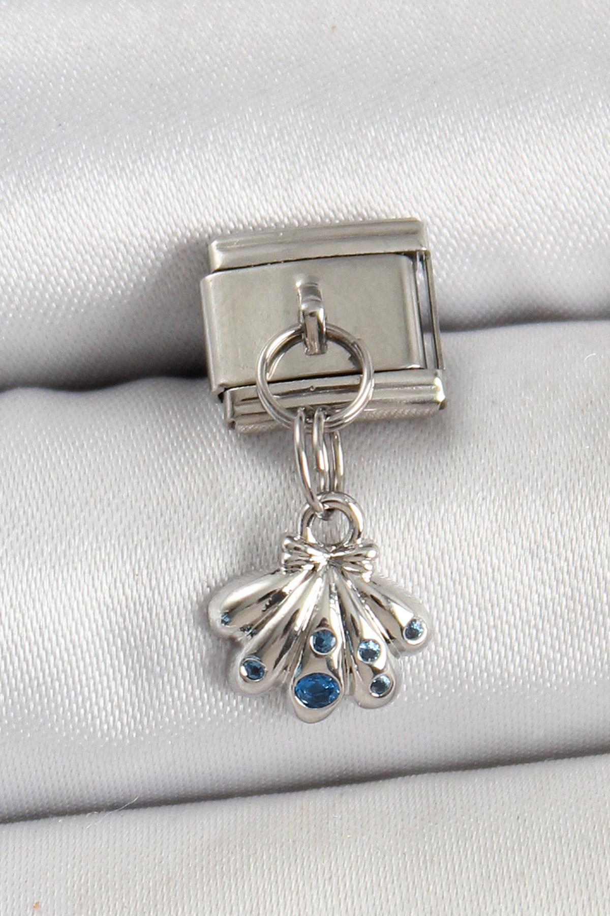 316L Çelik Sallantılı Fiyonklu Buket Model Gümüş Renk Nomination Charm