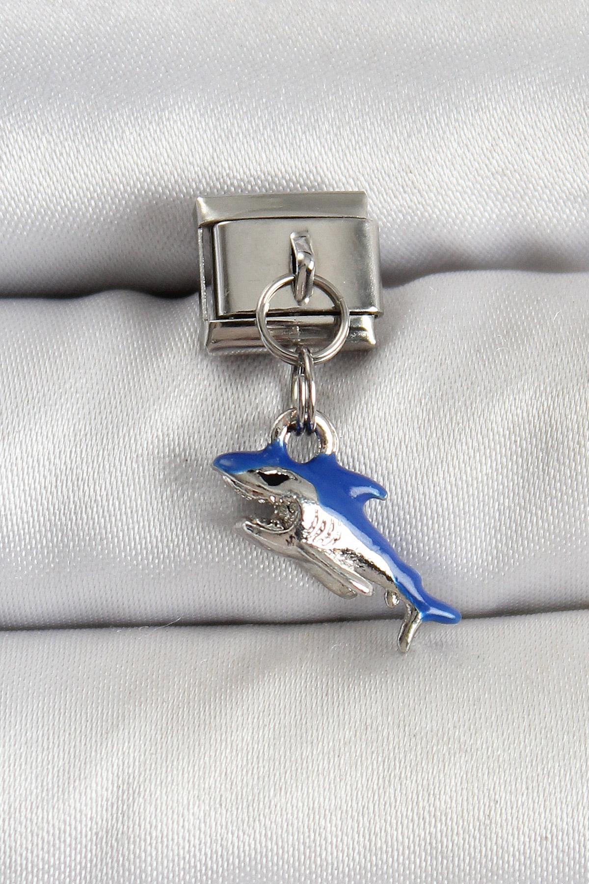 316L Çelik Sallantılı Köpekbalığı Model Gümüş Renk Nomination Charm