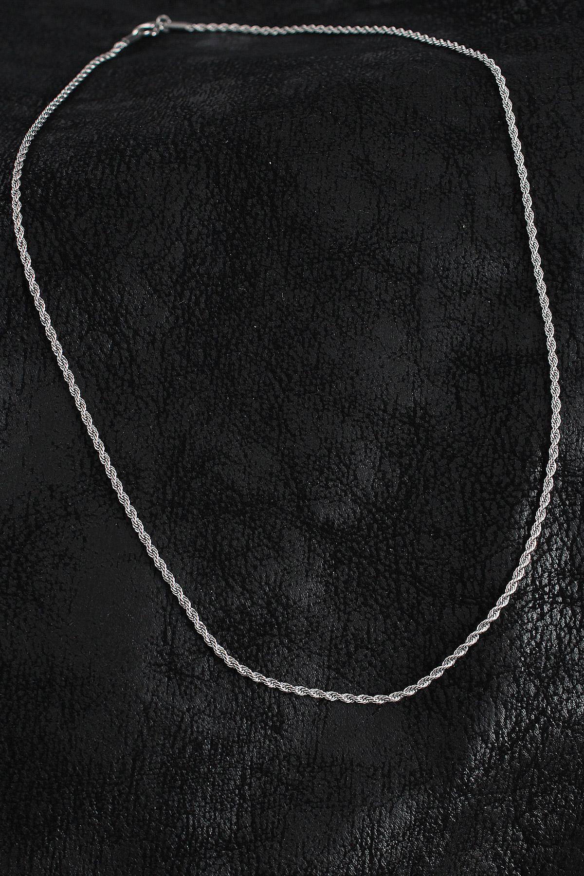 316L Çelik Halat Zincir Model Gümüş Renk Erkek Kolye