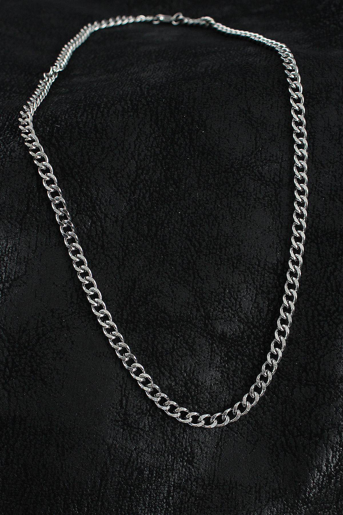 316L Çelik Klasik Zincir Model Gümüş Renk Erkek Kolye