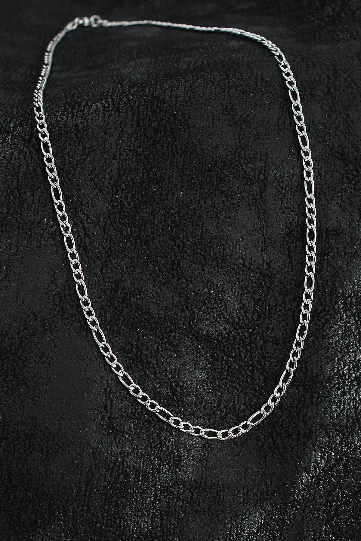 316L Çelik Klasik Figaro Zincir Model Gümüş Renk Erkek Kolye