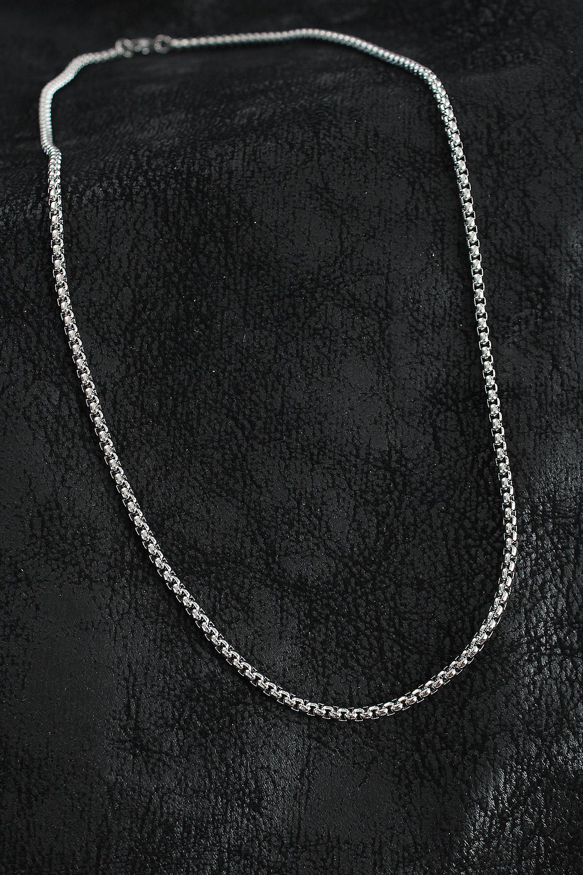 316L Çelik Örme Zincir Model Gümüş Renk Erkek Kolye