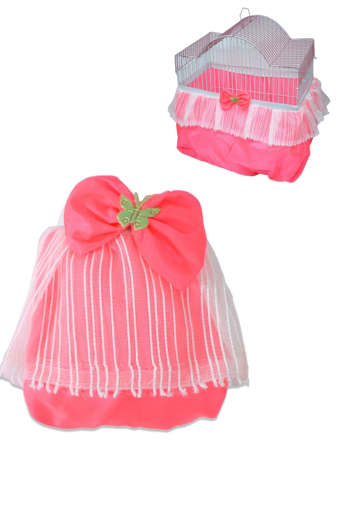 Lüks Kuş Kafesi Tülü Pembe L Beden
