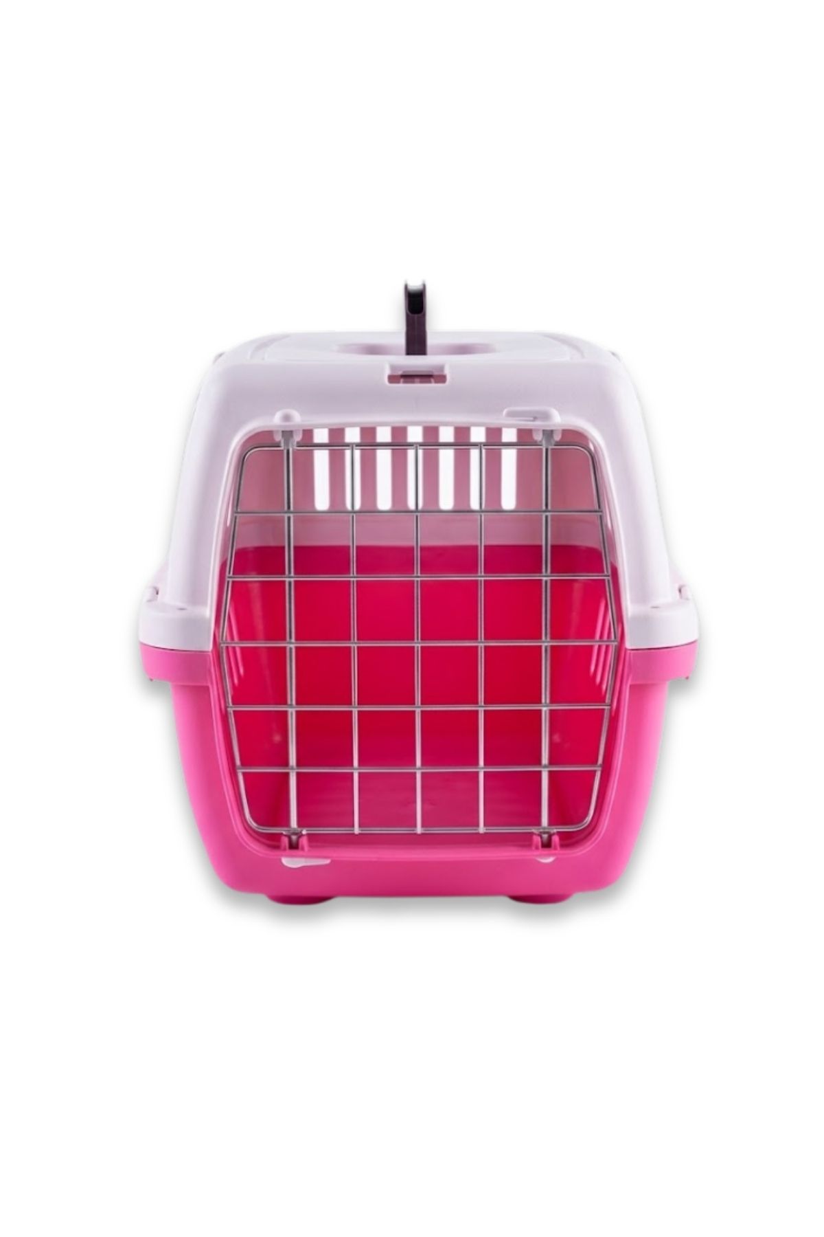Taşınabilir Kedi ve Köpek Taşıma Çantası Orta Boy - Pembe/Beyaz