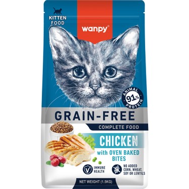 Tahılsız tavuklu yavru kedi maması 1,5 kg (wanpy)